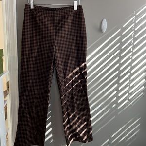 Brown Plaid Cropped Straight Pants